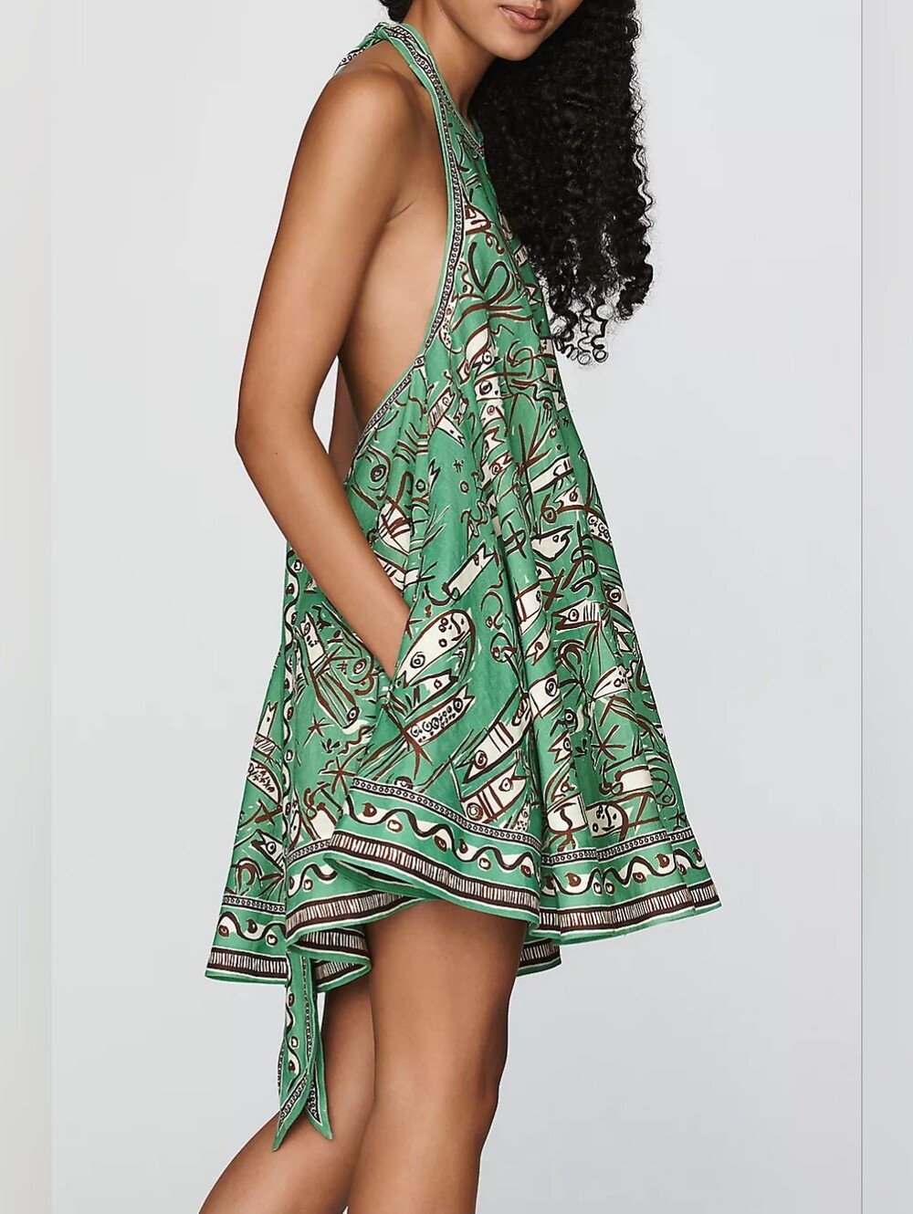 ALEMAIS Fish Sticks Linen Swing Dress - Picture 3 of 13